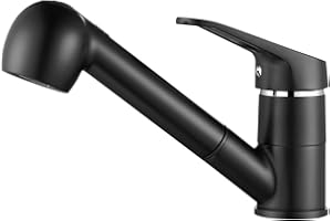 Auralum Rubinetto Doccetta Estraibile Cucina Nero Moderno e Flessibile Girevole a 360° 2 Getti Miscelatore Monocomando Per Lavello Cucina o Barra