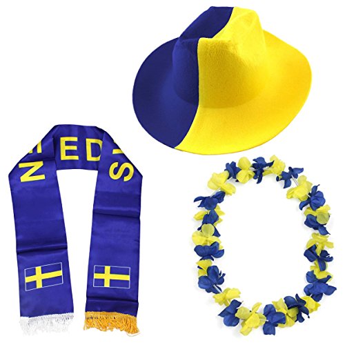 Sonia Originelli Fan-Paket-1″ Schweden WM EM Fußball Fan Anfeuern Party Farbe SET XL