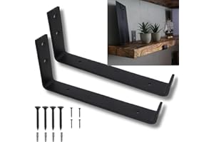 Lang Horn 2 X Heavy Duty Shelf Brackets for Shelves,Shelf Bracket for Scaffold Board Shelving Strong Industrial Style 5mm Steel 225x40mm Black