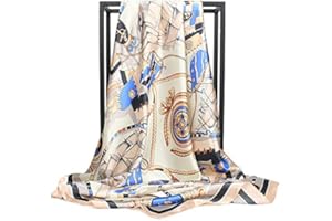 HUNKER Foulard en soie pour femme - Grand carré Satin 90 cm
