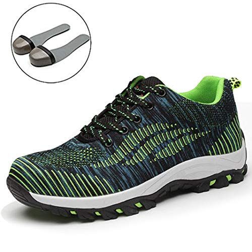 Preisvergleich Produktbild SUADEEX Damen Herren Sicherheitsschuhe Sportlich Trekking Wanderhalbschuhe Stahlkappe Arbeitsschuhe Hiking Schuhe Traillaufschuhe, 04-grün, 43 EU