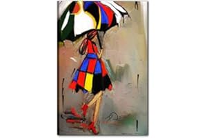 I Colori del Caribe Quadri Moderni Astratti Dipinti A Mano su Tela Alta QUALITA’ Made in Italy Donna con Ombrello