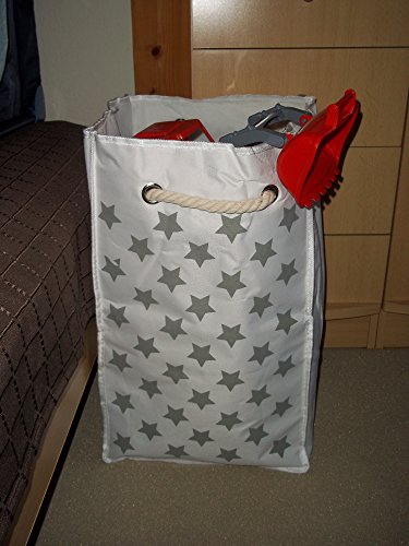 TOPP4u Wäschekorb, laundry basket, weiß – grau 2er Set, 4 tolle Designs, Vintage, 45 Ltr je Wäschesammler, faltbarer Wäschesack, 30x30x50 cm, langlebige und praktische Wäschebeutel - 6