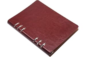 JINBOSHI A5 Notebook PU Leather Cover diary， Loose Pocket Leather Refillable diary Binder Rings Journal Hard Cover Diary Bussiness (brown)