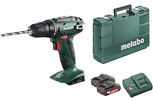 metabo Akku-Bohrschrauber BS 18-18V - 48 Nm Drehmoment, LED-Licht, Gürtelhaken - Kompakt & kraftvoll - Profi Akkuschrauber für Holz & Metall - Inkl. 2 x 1.5 Ah LiPOWER Akkus, Ladegerät und Koffer