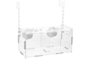 SUPERFINDINGS Aquarium Breeding Isolation Box Acrylic Fish Breeding Box Transparent Fish Tank Acclimation Hatchery Incubator with Suction Cups for Guppy Shrimp Clownfish Fishes 10x10x20cm