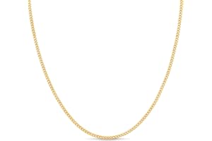 KEZEF 18k 2mm Gold Plated 925 Sterling Silver Curb Necklace Chain for Women and Men, Available in 16, 18, 20, 22, 24 Inch