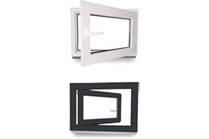 WERKZEUGBILLIGERCOM Kellerfenster - Kunststoff - Fenster - innen weiß/außen anthrazit - BxH: 60 x 50 cm - 600 x 500 mm - DIN Rechts - 3 fach Verglasung - 60 mm Profil