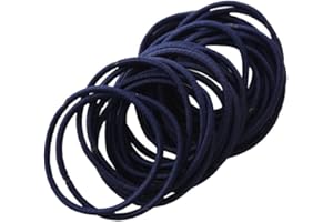 FEIFEI'S BOW 50Pcs Girls Women 2.5mm Thin School Uniform Endless Hair Elastics Bobbles Hair Ties Bands Ponios Ponytail Holders (Navy)