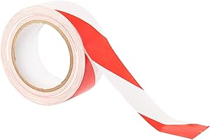 GTSE - Nastro adesivo segnaletico - 50 mm x 33 m - Per pavimenti e segnalazione di pericolo - A strisce rosso/bianche