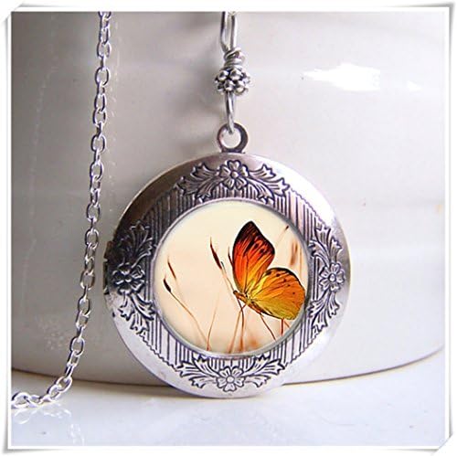 Locket Necklace, Butterfly Jewelry, Nature Necklace