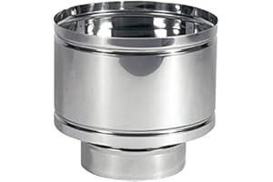BRICOQUI Antivento a botte con attacco tondo maschio in acciaio inox AISI 304 5/10 comignolo fumaiolo stufa camino diverse misure di diametro (Ø 130)