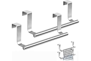 HAIERDIDI 2 portasciugamani da porta, in acciaio inox, porta asciugamani, porta asciugamani da cucina, senza foratura, portasciugamani da appendere, per cucina, bagno, porta dell'armadio