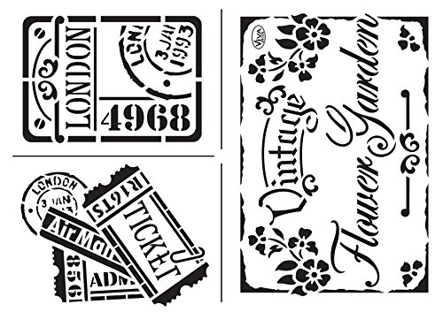 Schablone "Vintage Flower Garden", DIN A4 Malschablone Wandschablone