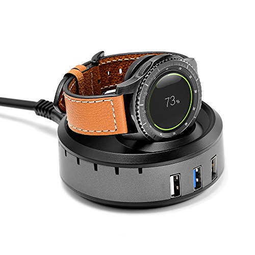 Aresh für Samsung Gear S3 Classic / Frontier Wireless Ladestation Zubehör Ladegerät Stand, 3-Port USB Ladegerät Dock Ladung Dock Station für Samsung Gear S3 Frontier / S3 Classic / S2 Classic - 5
