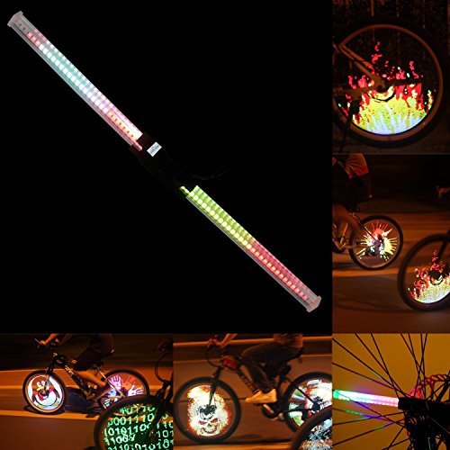 Sidiou Group Wiederaufladbare Radfahren Speiche-Rad-Blitz-Licht-DIY Designs Patterns Rim Lighting 64 RGB LED Programmierbare Wasserdicht Anti-Schock-Farbwechsel-Fahrrad-Licht - 6