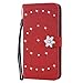 Produktbild Artfeel Leder Brieftasche Hülle für Samsung Galaxy S10 5G,Geprägt Mandala Blume Magnetisch Flip Handyhülle Bling Glitzer Diamant Strass Stand Hülle mit Kartenhalter Handschlaufe,Rot