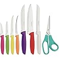 Tramontina Plenus Kitchen Knives Set of 8 with Paring, Peeling, Tomato, Bread, Chef and Steak Sharp Knife Plus Scissors, Vegetable Chopper, 23498917