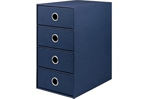 ‎RÖSSLER PAPIER Rössler SOHO 4er Schubladenbox aus Papier | Büro Organizer Schreibtisch | Schubladen Organizer Büro Zubehör & Bürobedarf | Schreibtisch Organizer Box | 18 x 25 x 32 cm | 1 Stück | Farbe: Navy