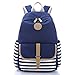 Produktbild Adrette französische Breton nautische gestreift Rucksack Rucksack Marine Matrose Marine Streifchen Schultaschen für Frauen Damen Mädchen 3-blau