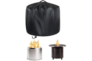 OCEANLEND FirePit Cover, Waterproof And Windproof Ripstop Heavy-duty 420D Polyester Fabric Outdoor Firepit Cover With Storage Pocket(M)