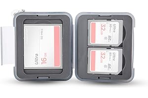 PROfezzion Memory Card Case Fundas para Tarjetas de Memoria con Mosquetón con Cadena Corta para 2 x SD SDHC SDXC y 1 x CompactFlash CFast CF Cards