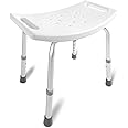 DMI Adjustable Bath and Shower Bench Seat Made of Heavy Duty Non Slip Aluminum Body with Plastic Seat Holding Weight Capacity up to 250 Pounds, Tool Free, White
