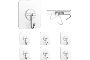 Newlemo Adhesive Hooks Removal Sticky Hooks, Wall Hooks Waterproof Self Adhesive Hooks Clear Heavy Duty Sticky Wall Hooks for Bathroom Bedroom Kitchen(6 Pcs 5kg Max)