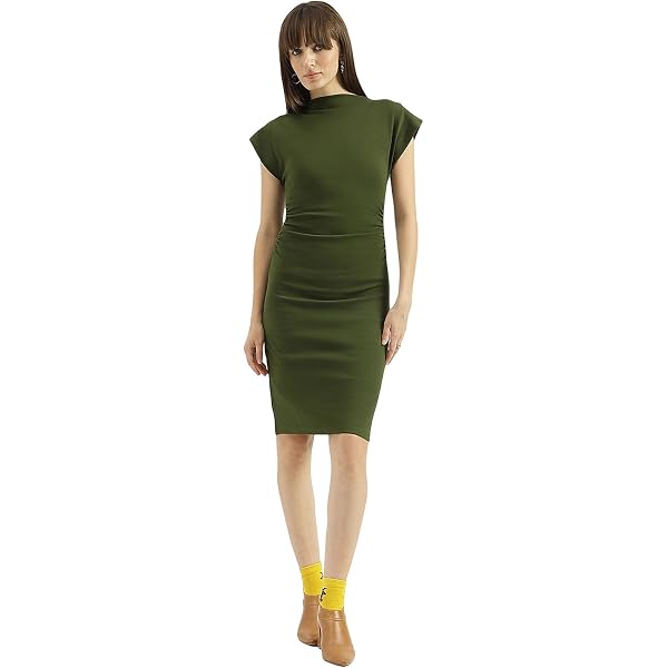Buy United Colors of Benetton Collared Solid T-Shirt Dress (Size: S) -  25A3E99W3874I35Y Green at Amazon.in