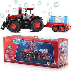 IndusBay Fire Truck Toy Bubble Blowing Bump and Go Fire Brigade Rescue Truck Toy Extending Crane, Lights & Sounds