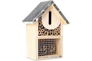 Aggloz | Eco-Friendly Bug Bee House Hotel for Bees Butterfly Butterflies Insect Insects for Garden - Kid Friendly Weather Resistant Hanging Bee Home from Natural Wood Hotels (H- 20cm)