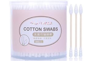 UPSTORE 1Box(200PCS) White Disposable Spiral Shaped Wooden Tube Double Head Antibacterial Cotton Swab Bud Cleaning Sterile Single Sticks Ball Eye Ears Eyeshadow Brush Remover Tool Makeup Supply