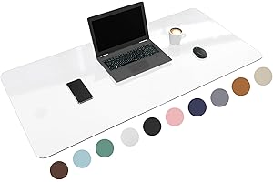 WURK podkładka na biurko ze skóry poliuretanowej (PU), w zestawie klips na kabel, XXL, duża podkładka pod mysz, odporna na ślizganie się, mata na biurko, 120 cm x 60 cm, przezroczysta