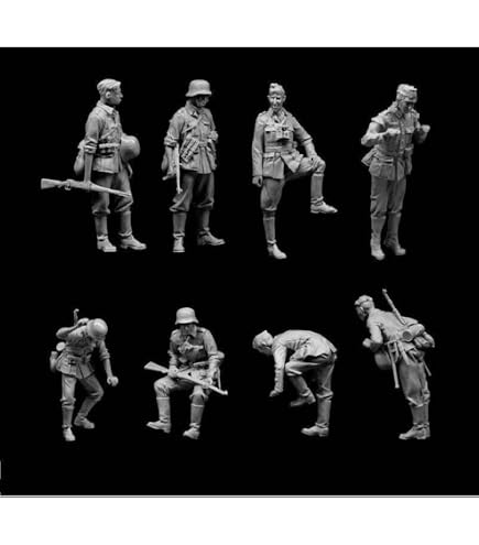 Kit De 8 Figurines Soldats Allemands Wehrmacht WW2 – 1/35 En Résine – Non Peint – Maquette