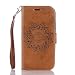 Produktbild Lonchee LG K7 (5,0 Zoll) Wallet Tasche Brieftasche Schutzhülle ,Mandala Blumenmuster geprägt Muster Design Hochwertige PU Leder Folio Tasche Case Hülle im Bookstyle mit Standfunktion Kredit Kartenfächer (braun)