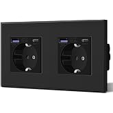 BSEED Double Wall Plug with 20W USB and Type C, Crystal USB C Plug, Fast Charging, 3 in 1, Easy Installation, 2 Sockets, 157