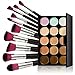 Imported 15-Colors Concealer Palette + 10Pcs Eyebrow Power Makeup Brush Silver rose RS.680.00