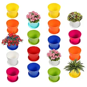 Gate Garden! Beautiful Attractive Spectacular Design Flower Pots with Drainage Hole Provision & Bottom Tray in Soothing Colours, It