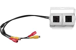 LAMALA RCA-Car Dual Lens White Reversing Camera RV-Backup Camera Twin Adjustable Angle Lens Rear View CCD-Camera for Truck Bus Ip68 Rated-camera Metal Material Camera Anti-vibration Camera Display Screen Car