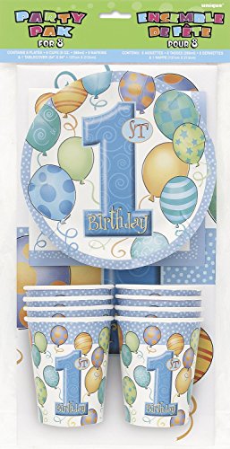 1. Geburtstag Party Set hellblau 8 x Teller + Becher + Servietten, Tischdecke NEU
