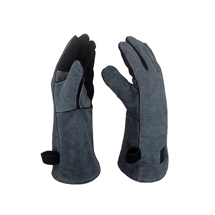 Apogo Ofenhandschuhe Backhandschuhe Grillhandschuhe Handschuhe 1 Paar Leder Grill Handschuhe 41x15x15cm Wildleder Mit Aufhngung Topflappen Fr Kche Und Grill Grillplatz Mikrowelle Handschuhe Schweien