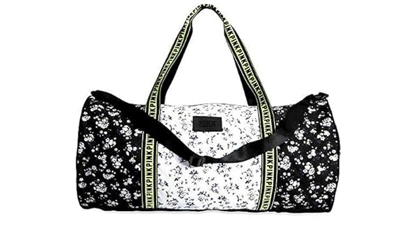 black and white pink duffle bag