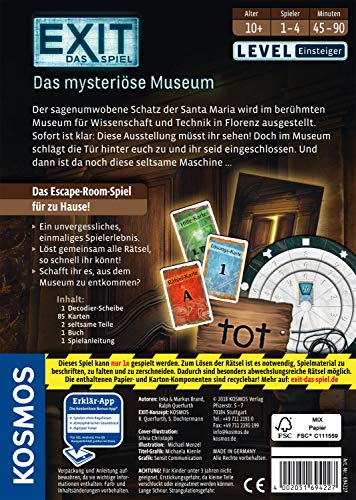 KOSMOS 694227 - EXIT - Das Spiel, Das mysteriöse Museum, Level: Einsteiger, Escape Room Spiel, für 1 bis 4 Spieler ab 10 Jahren, einmaliges Event-Spiel für Erwachsene und Kinder - 2