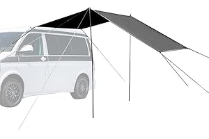 Bulevisiter Auvent de camping-car - 300 x 200 cm - Étanche - Compatible avec les portes latérales - Installation rapide - 6 minutes - Pour camping-car, van, SUV - Noir
