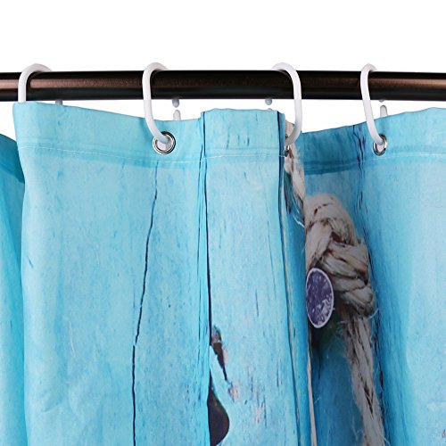 NWSS Duschvorhang mit Blaue Türschlüssel Design Muster für Bad-Dekorationen Wasserabweisend und antibakteriell Polyester-Gewebe Vorhänge mit 12 Haken (72″ x 78″ inch) - 6