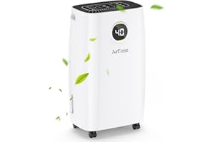 AIREASE Luftentfeuchter Elektrisch, Auto Raumentfeuchter Elektrisch 25m²/122m³,Dehumidifier Entfeuchtung mit LED Display und Wasserbehälter-Vollanzeige, Gegen Feuchtigkeit, Filter, Timer,10 J. Gar