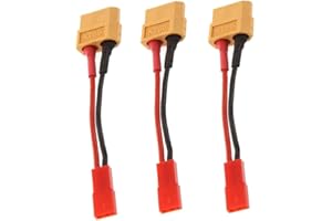 Boladge 3-Pack Adaptador de Conector Hembra Enchufe XT60 a Conector Hembra Enchufe JST 10CM 20AWG para RC Plane RC Car RC Helicopter