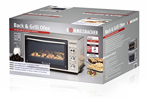 ROMMELSBACHER BG 1650 Back & Grill Ofen mit leistungsstarker Grillfunktion / 40 Liter / CLEANemail Beschichtung / 4 Heizarten mit Umluft / Versenkbare Knebel / 1650 W / champagner metallic - 6