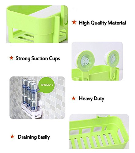 Cisixin Multifunktions Kunststoff Doppel Sucker Regal Organizer Dusche Regal für Bad WC Küche (Weiß) - 3