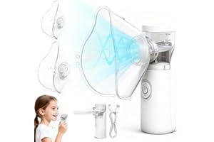 ARINTUL Akumulatorowy przenośny cichy nebulizator, wydajna atomizacja i absorpcja, akcesoria z 2 maskami i 1 ustnikiem, odpowiedni dla dorosłych i dzieci, do użytku rodzinnego i w podróży